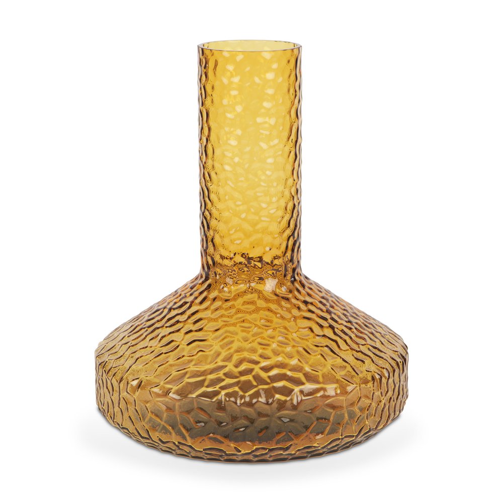 12" Amber Glass Faceted Table Vase — view 3