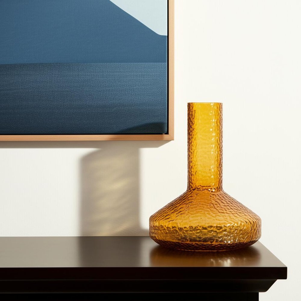 12" Amber Glass Faceted Table Vase — view 5