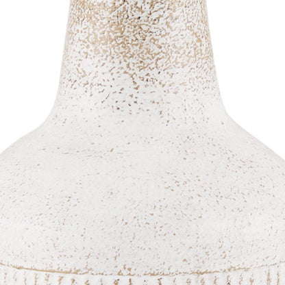 11" Off White And Natural Geometric Metal Cylinder Table Vase HomeRoots