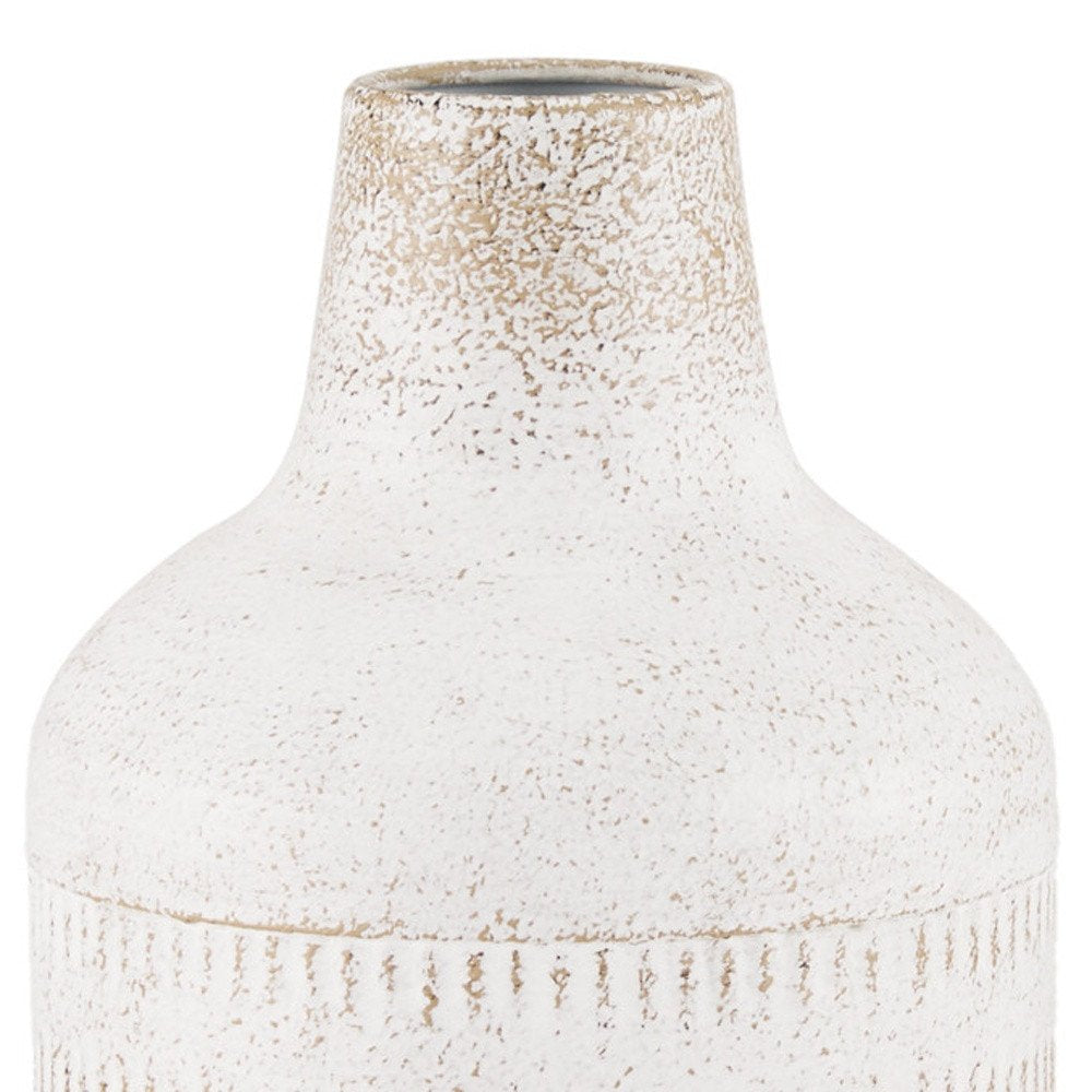 11" Off White And Natural Geometric Metal Cylinder Table Vase HomeRoots