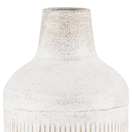 14" Off White And Natural Geometric Metal Cylinder Table Vase HomeRoots