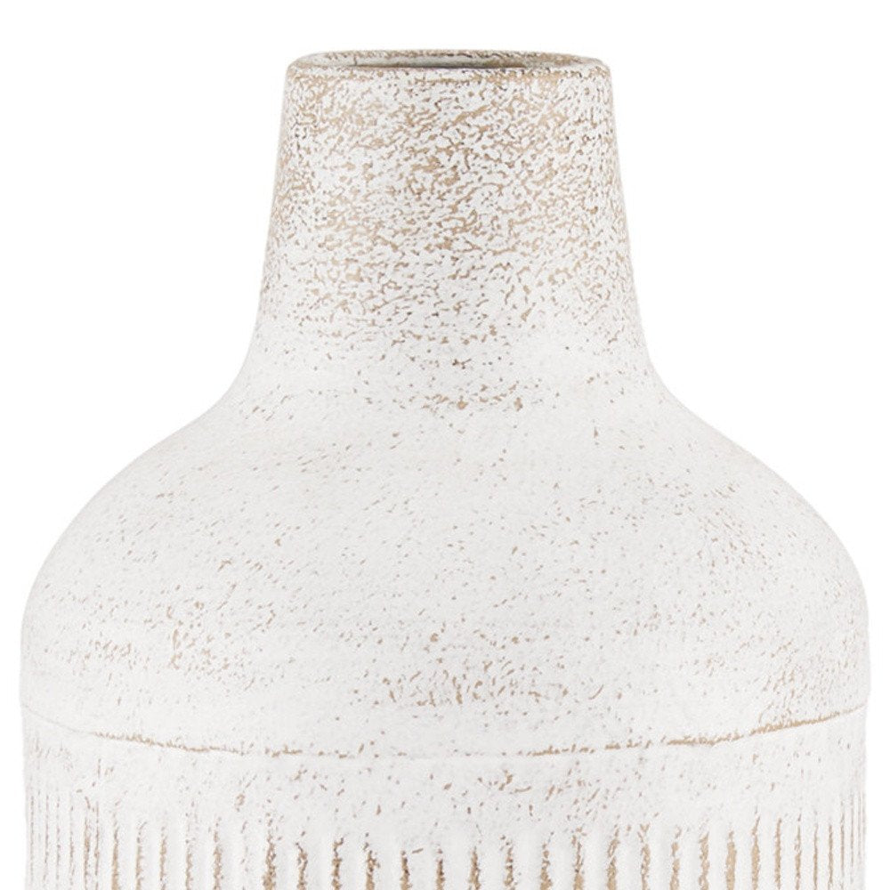 14" Off White And Natural Geometric Metal Cylinder Table Vase — view 2