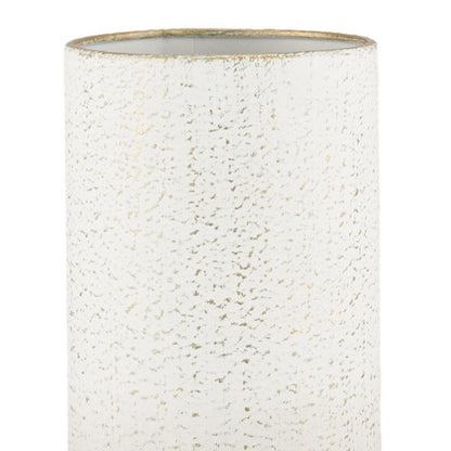 13" Off White And Gold Metal Cylinder Table Vase HomeRoots