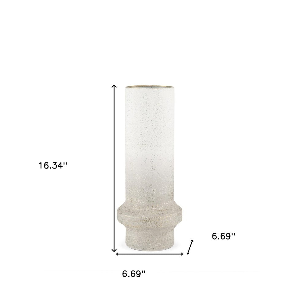 16" Off White And Gold Metal Cylinder Table Vase HomeRoots