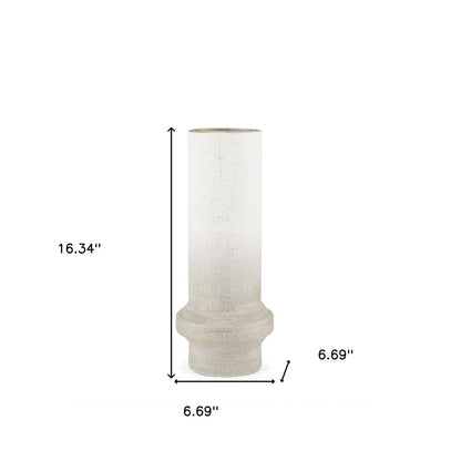 16" Off White And Gold Metal Cylinder Table Vase HomeRoots