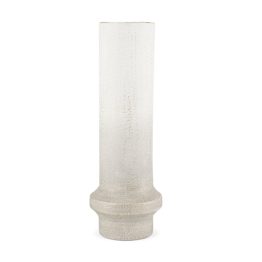 19" Off White And Gold Metal Cylinder Table Vase HomeRoots