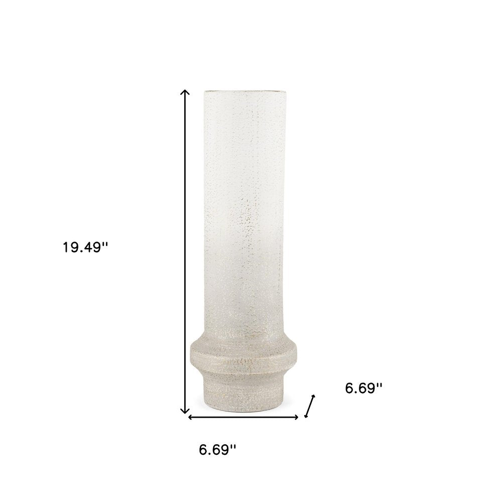 19" Off White And Gold Metal Cylinder Table Vase HomeRoots