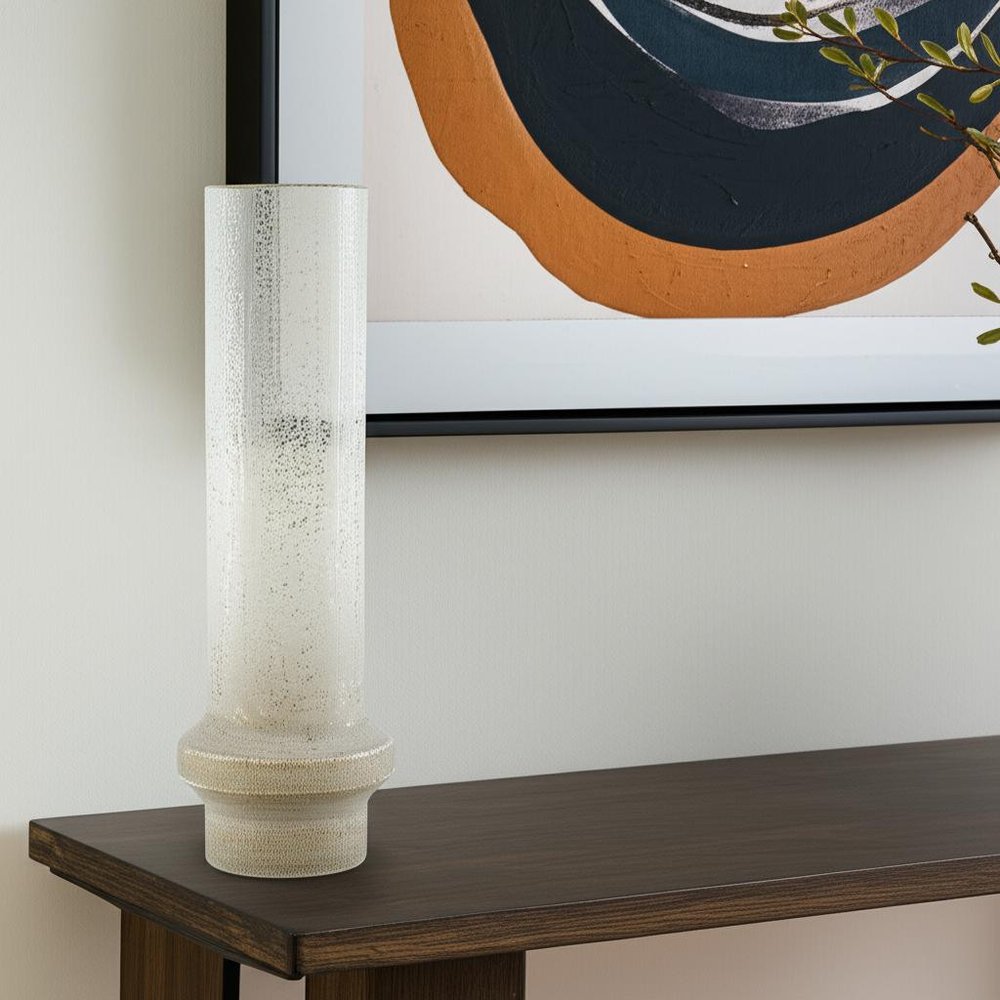19" Off White And Gold Metal Cylinder Table Vase HomeRoots