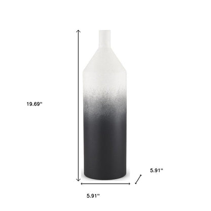 20" Black And White Ombre Metal Table Vase HomeRoots