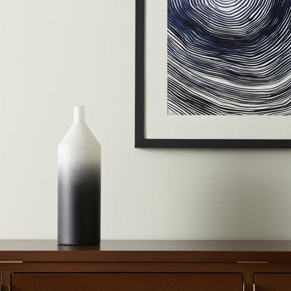 20" Black And White Ombre Metal Table Vase HomeRoots