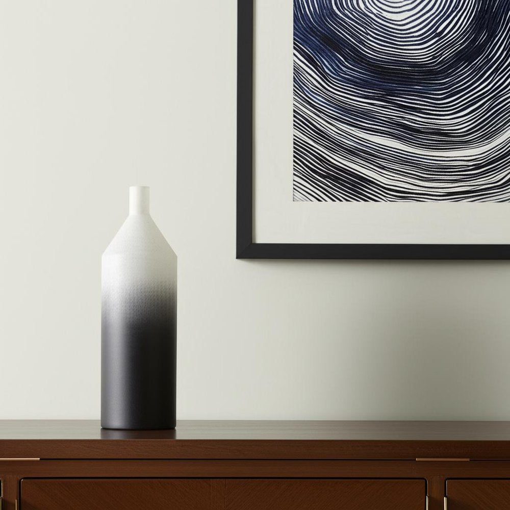 20" Black And White Ombre Metal Table Vase HomeRoots