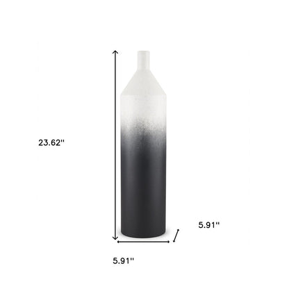 24" Black And White Ombre Metal Table Vase HomeRoots