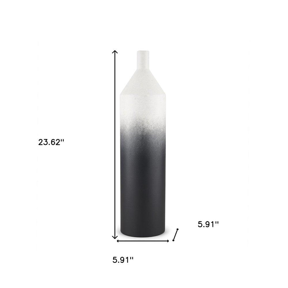 24" Black And White Ombre Metal Table Vase HomeRoots