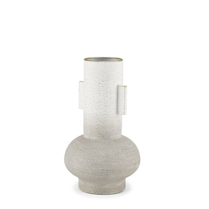 13" Off White And Gold Metal Table Vase HomeRoots