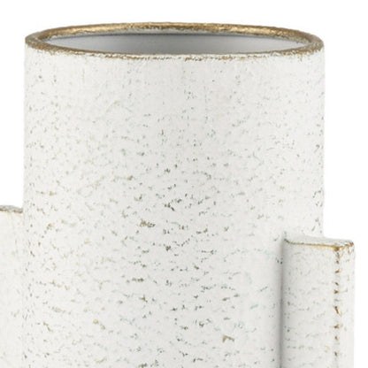 13" Off White And Gold Metal Table Vase HomeRoots