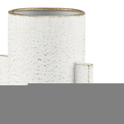 13" Off White And Gold Metal Table Vase HomeRoots