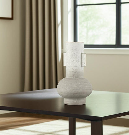 13" Off White And Gold Metal Table Vase HomeRoots