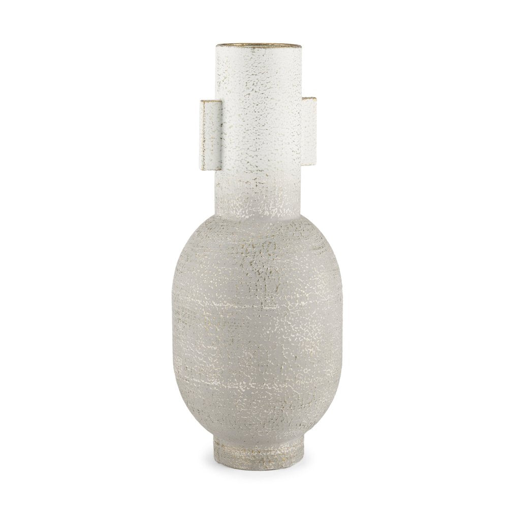16" Off White And Gold Metal Table Vase HomeRoots