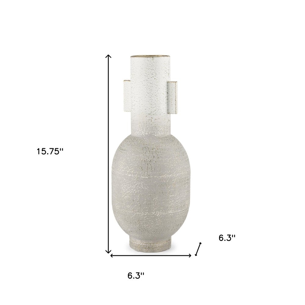 16" Off White And Gold Metal Table Vase HomeRoots