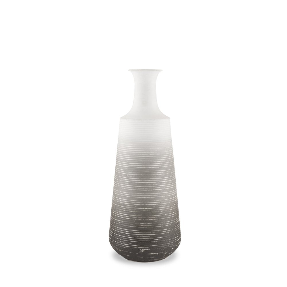 20" Gray And White Ombre Metal Table Vase HomeRoots