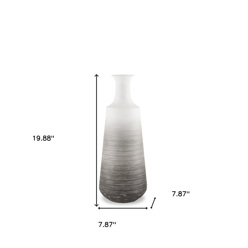 20" Gray And White Ombre Metal Table Vase HomeRoots
