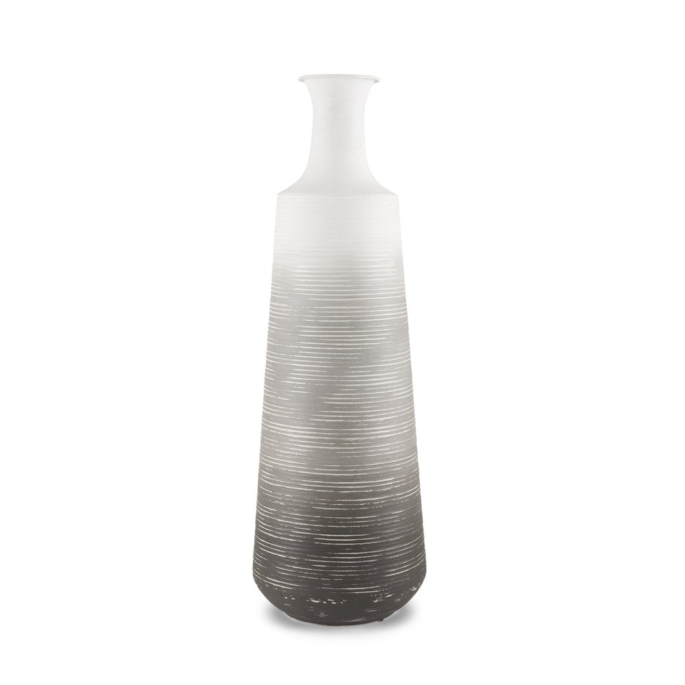 24" Gray And White Ombre Metal Table Vase HomeRoots