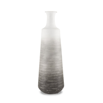 24" Gray And White Ombre Metal Table Vase HomeRoots
