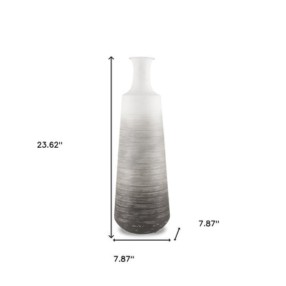 24" Gray And White Ombre Metal Table Vase HomeRoots