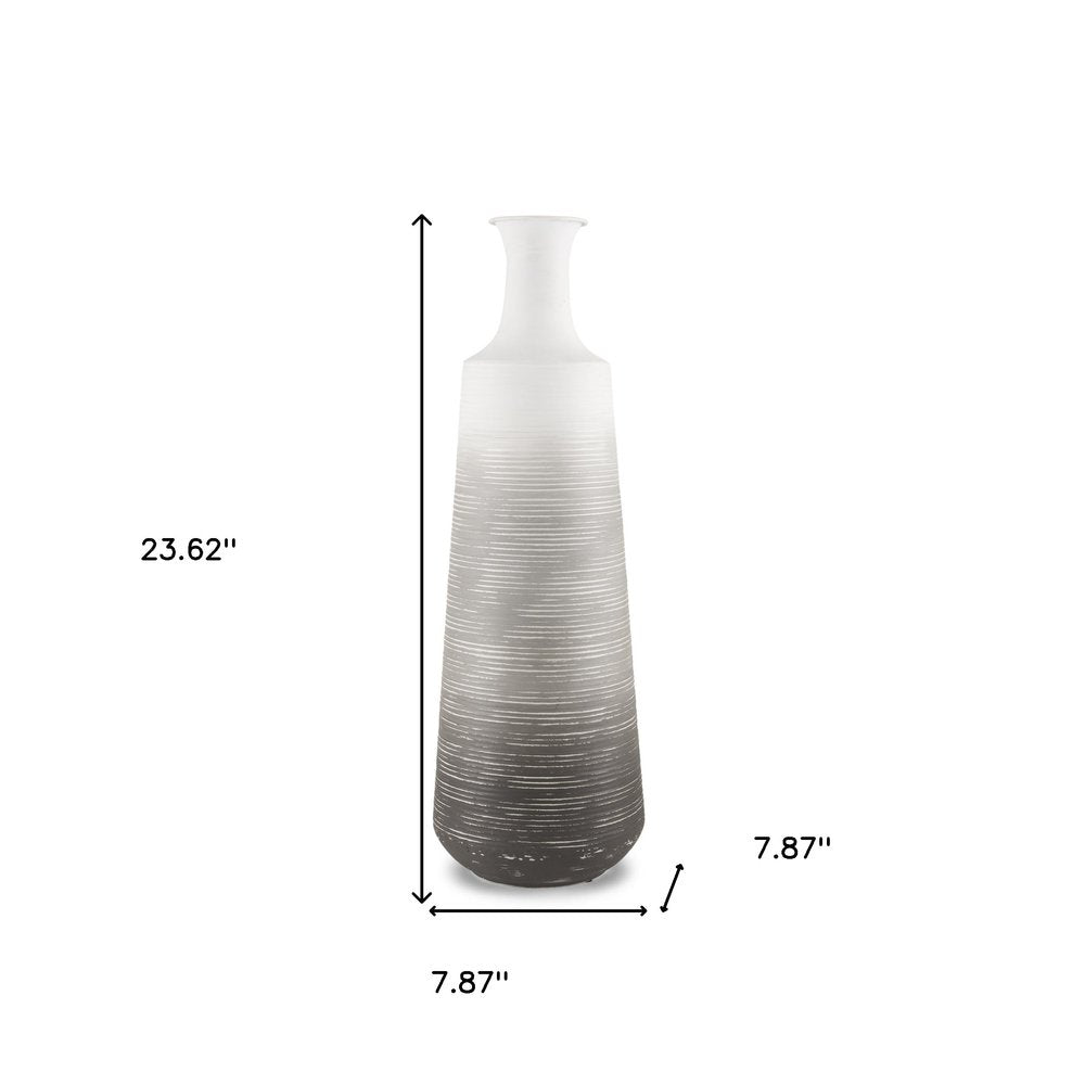 24" Gray And White Ombre Metal Table Vase HomeRoots
