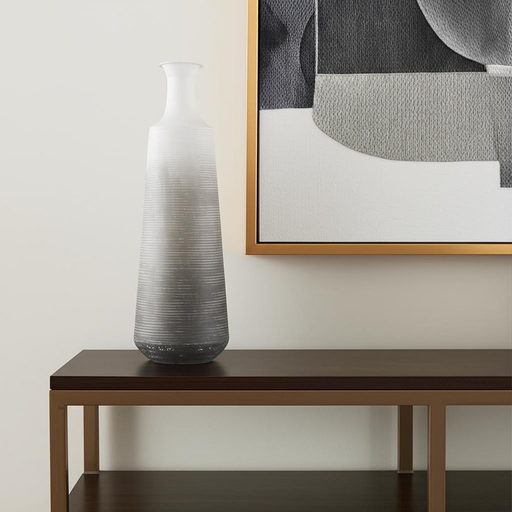 24" Gray And White Ombre Metal Table Vase HomeRoots