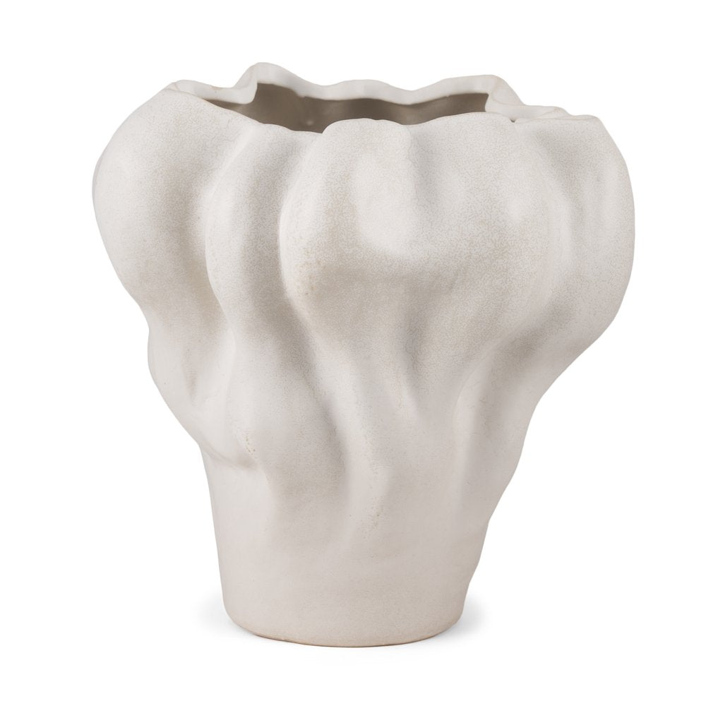 12" Cream Abstract Sculptural Ceramic Table Vase HomeRoots