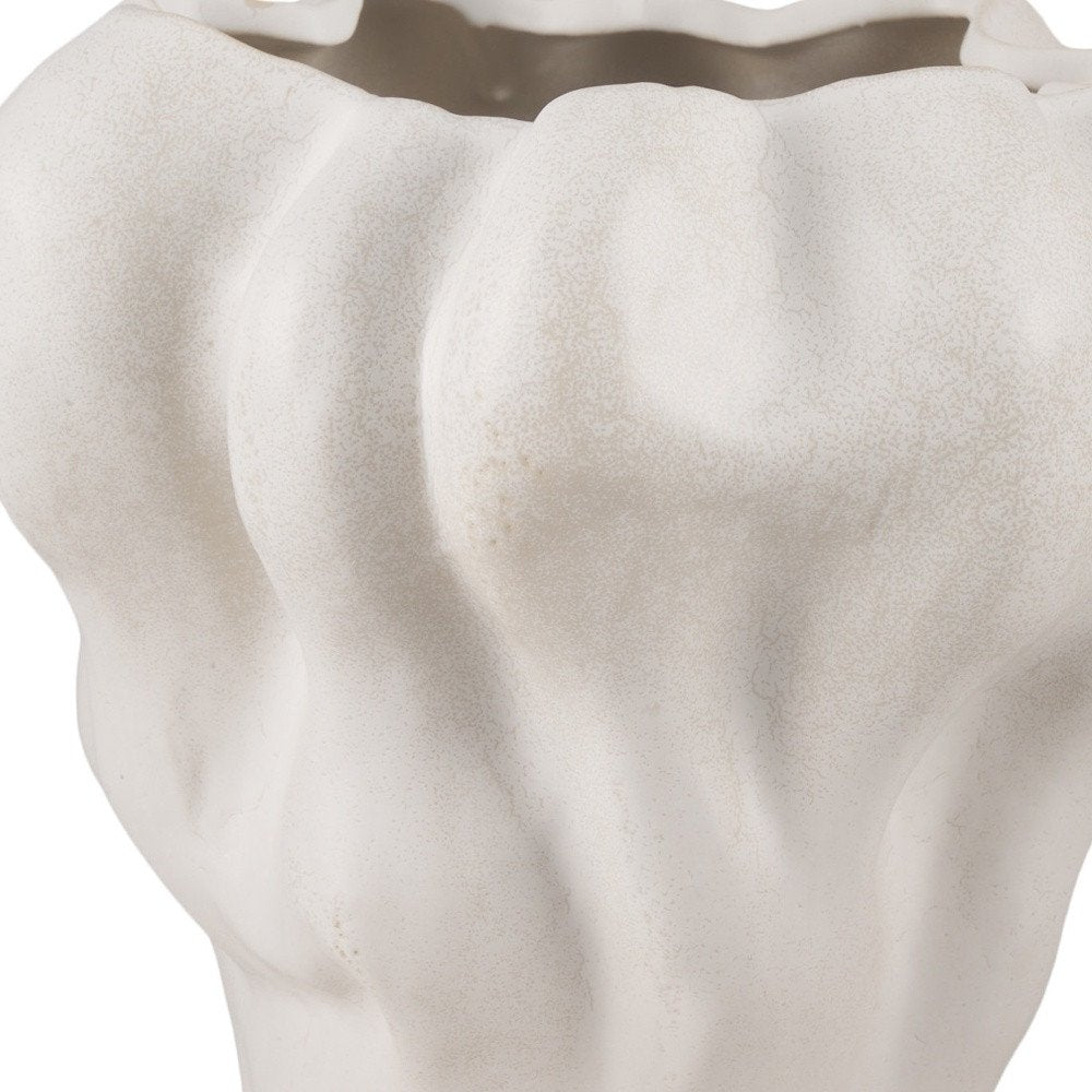 12" Cream Abstract Sculptural Ceramic Table Vase HomeRoots