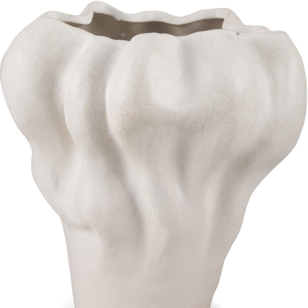 12" Cream Abstract Sculptural Ceramic Table Vase — view 3