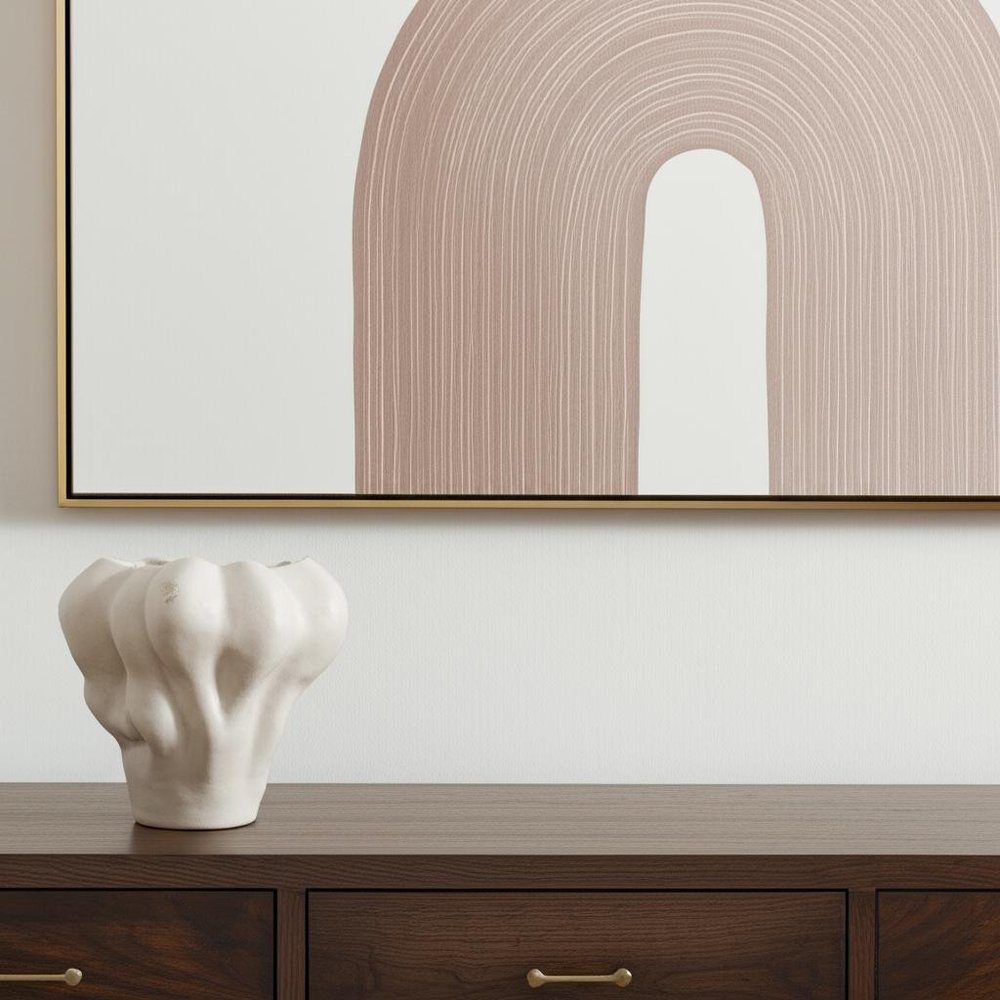12" Cream Abstract Sculptural Ceramic Table Vase — view 5
