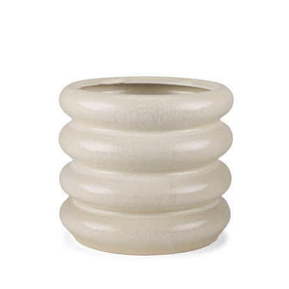 12" Cream Cylinder Ceramic Table Vase HomeRoots