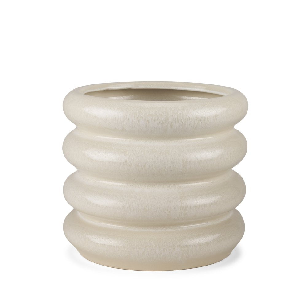 12" Cream Cylinder Ceramic Table Vase HomeRoots