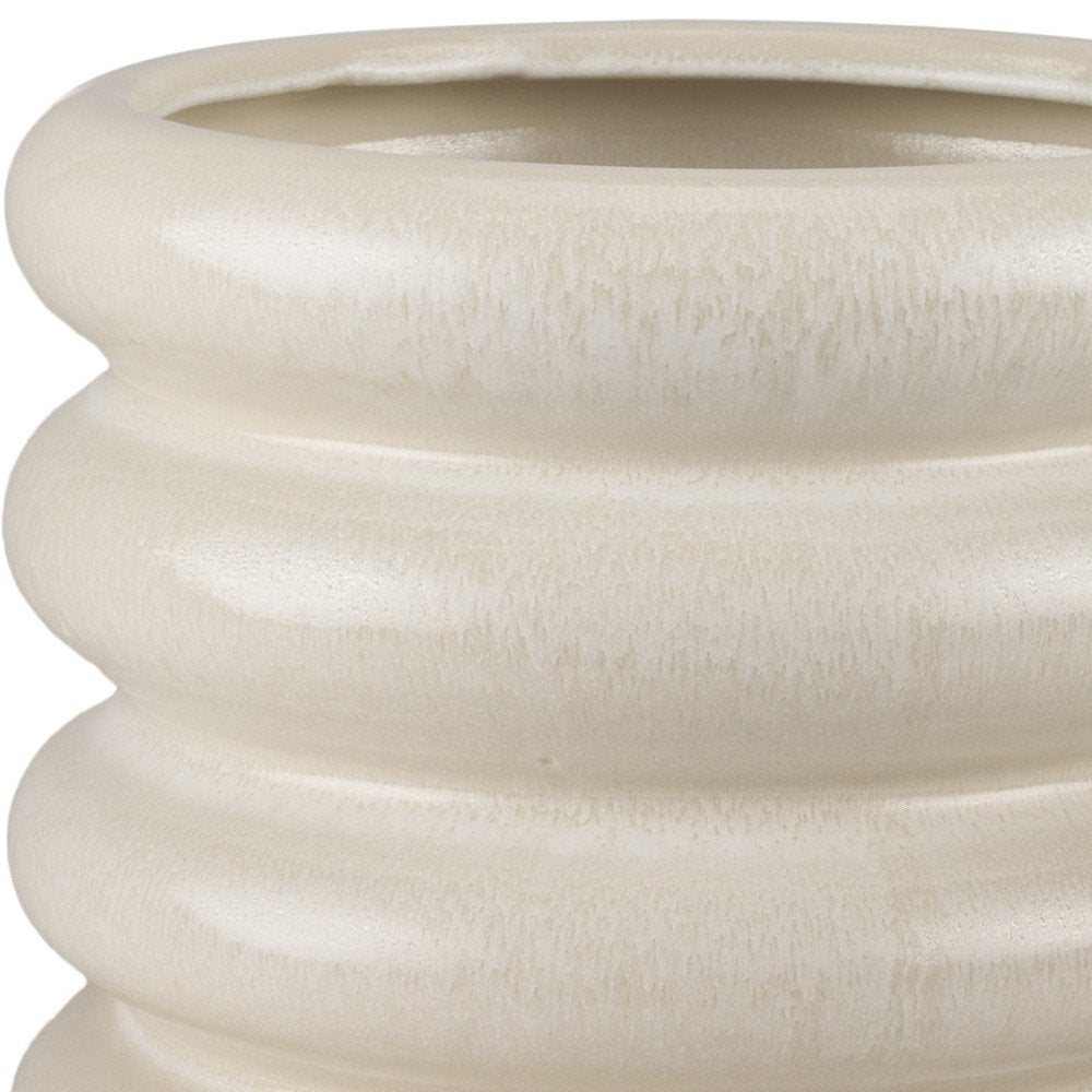 12" Cream Cylinder Ceramic Table Vase — view 2