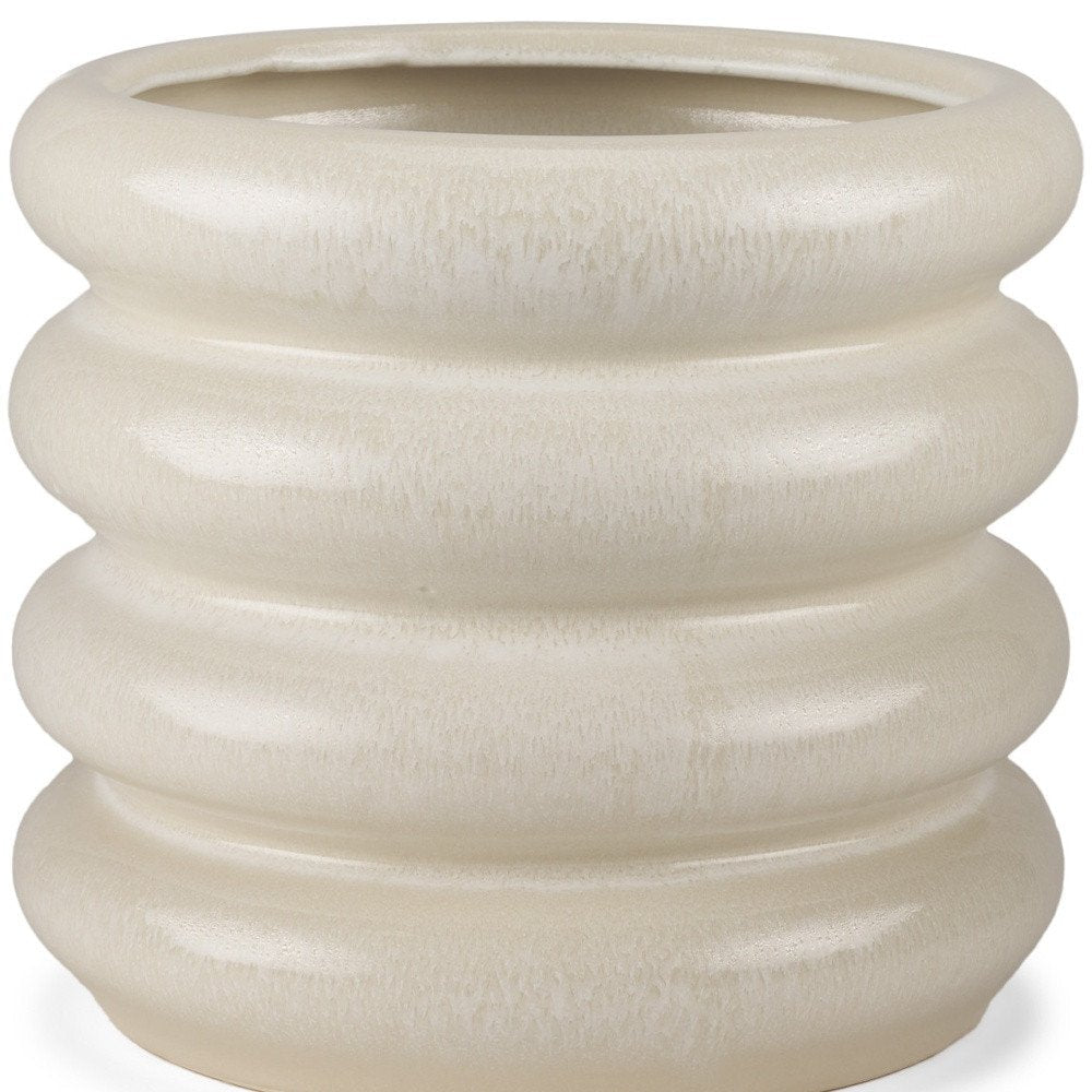 12" Cream Cylinder Ceramic Table Vase — view 3