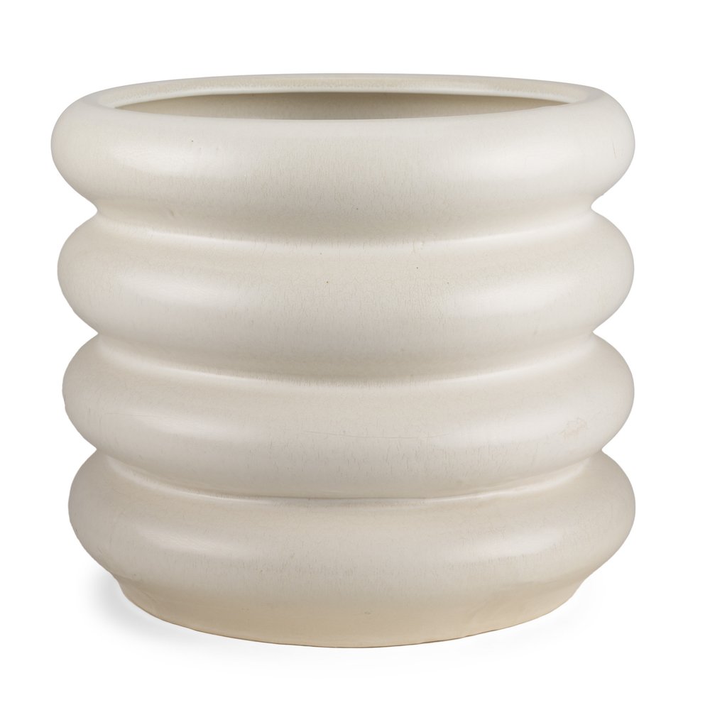14" Cream Cylinder Ceramic Table Vase HomeRoots