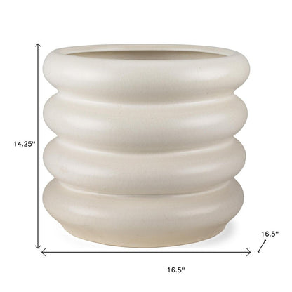 14" Cream Cylinder Ceramic Table Vase HomeRoots