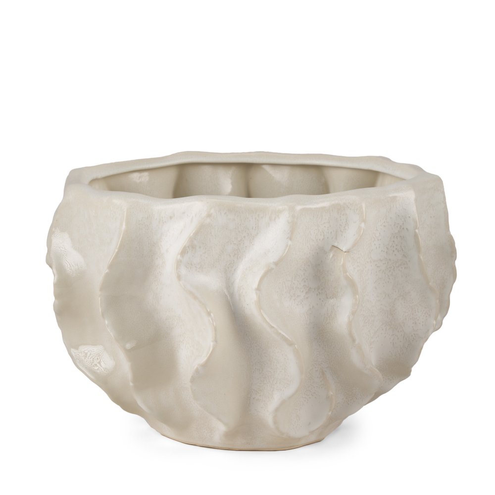 9" Cream Sculptural Ceramic Table Vase HomeRoots