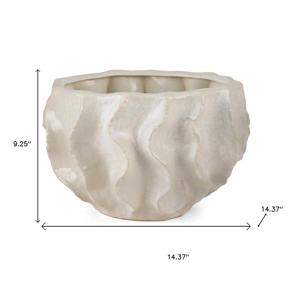 9" Cream Sculptural Ceramic Table Vase HomeRoots