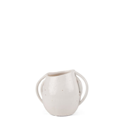 7" Cream Speckle Ceramic Amphora Table Vase HomeRoots