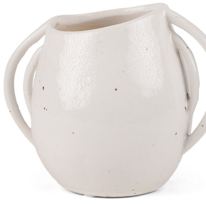 7" Cream Speckle Ceramic Amphora Table Vase HomeRoots