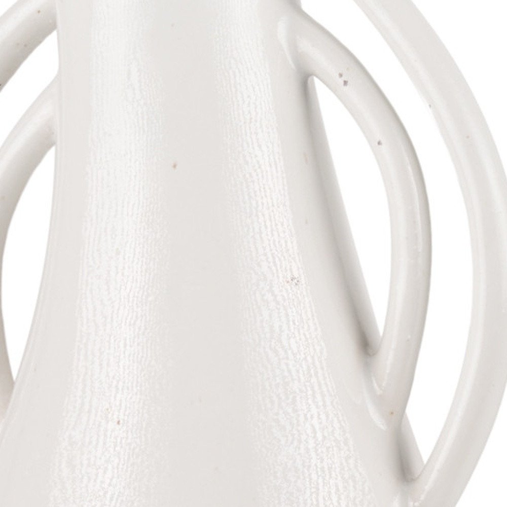 14" Off White Speckle Ceramic Amphora Table Vase HomeRoots