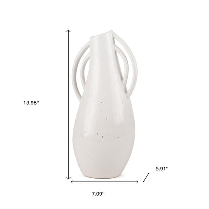14" Off White Speckle Ceramic Amphora Table Vase HomeRoots