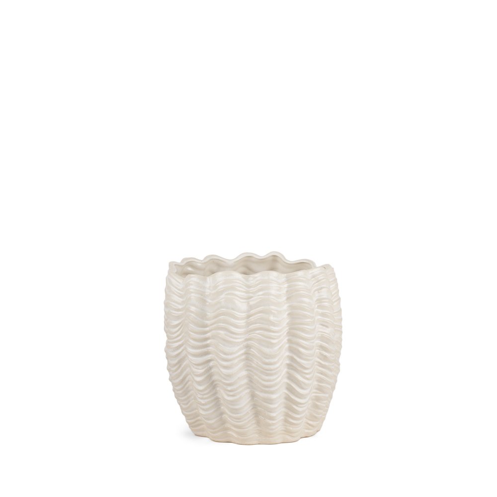 11" Cream Ceramic Sculptural Waves Table Vase HomeRoots