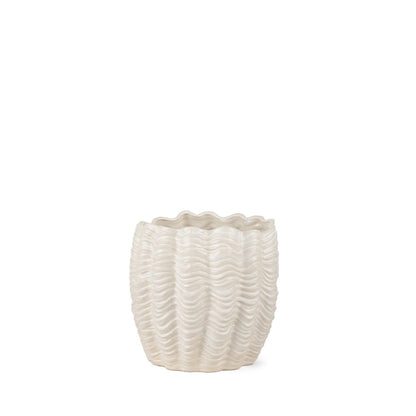 11" Cream Ceramic Sculptural Waves Table Vase HomeRoots