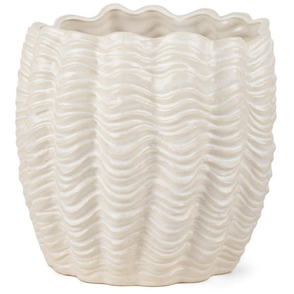 11" Cream Ceramic Sculptural Waves Table Vase HomeRoots