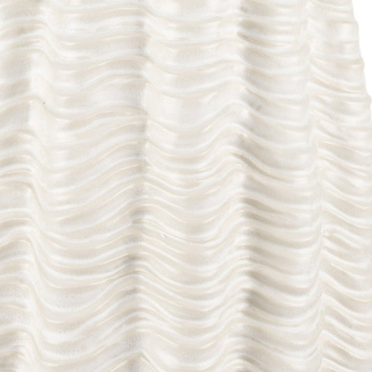 24" Cream Cylinder Ceramic Sculptural Waves Table Vase HomeRoots
